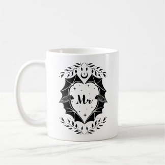 Gothic Mr Mug With Bats, Alternative Wedding Gift