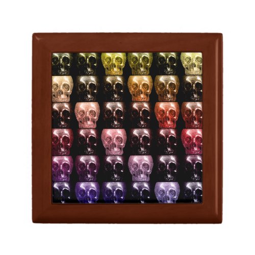 Gothic Multicolor Skulls Collage Halloween Decor Keepsake Box