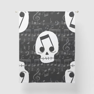 gothic music note eyes skull macabre sheer curtains