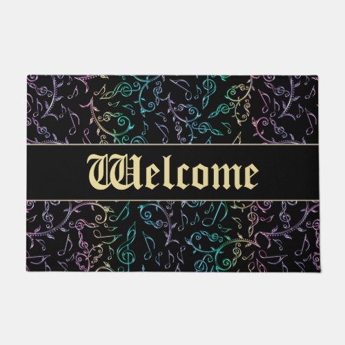 Gothic Music Notes Customizable Door Welcome Mat