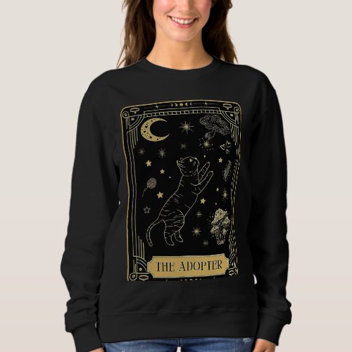 Gothic Mystic Black Cat Adopter Tarot Card Kitten  Sweatshirt