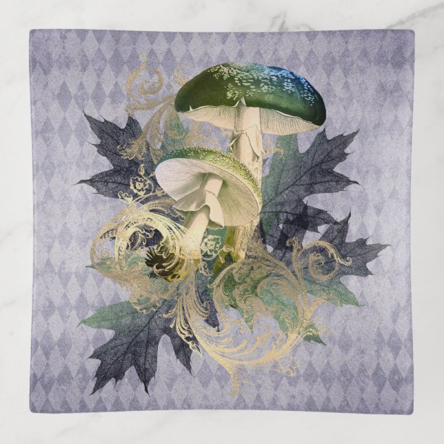Gothic Mystic Mushrooms  Trinket Tray (Front)