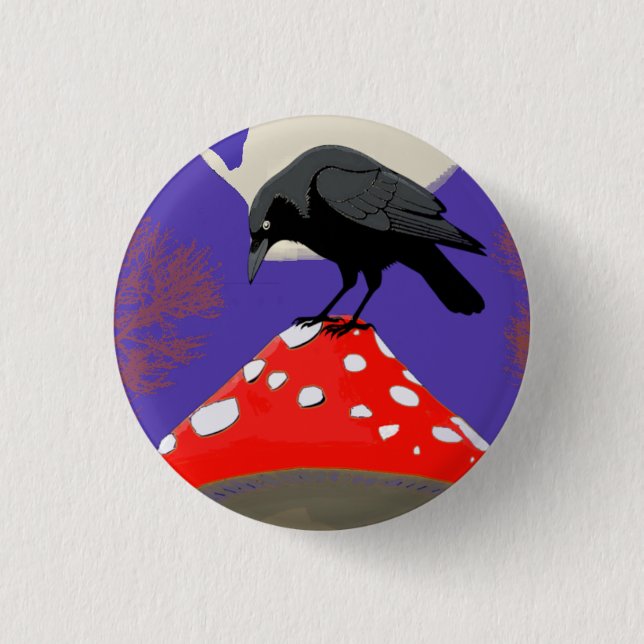 Gothic Mystical Raven Button (Front)