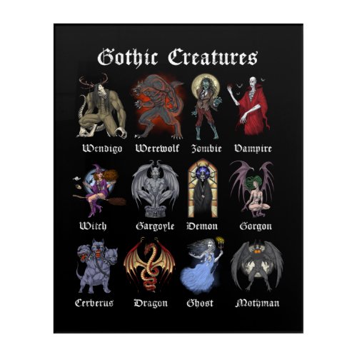 Gothic Mythical Creatures Acrylic Print