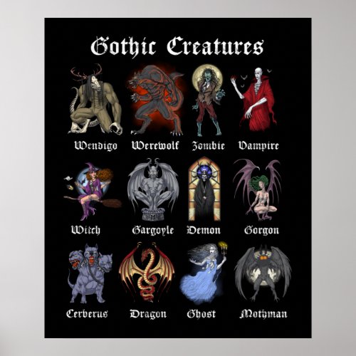 Gothic Mythical Creatures Poster