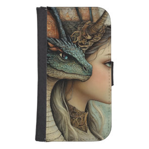 Gothic Mythological Medieval Nymph Fantasy Dragon  Galaxy S4 Wallet Case