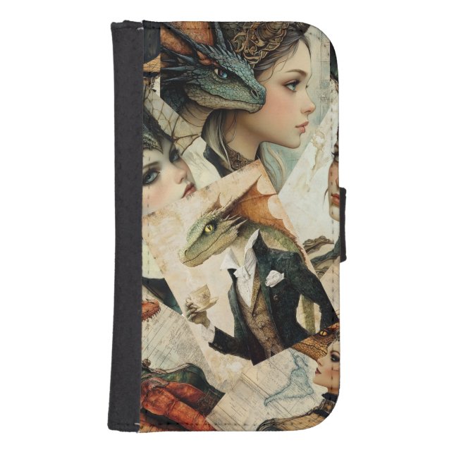 Gothic Mythological Nymph Fantasy Dragon Collage Samsung Galaxy Wallet Case (Front)
