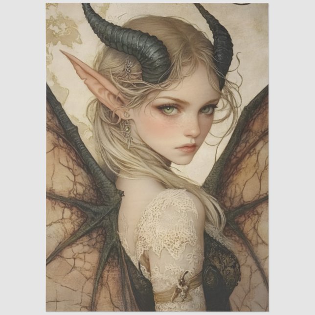Gothic Mythological Nymph Fantasy Dragon Tissue Paper (Front)