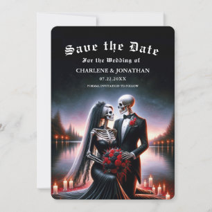 Gothic Navy skeleton Wedding Save the Date
