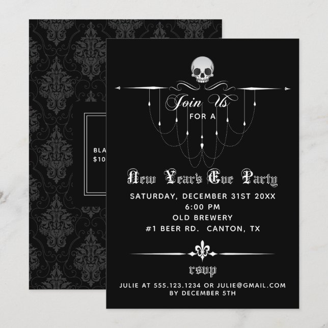 Gothic New Year's Eve Party Invitation (Front/Back)