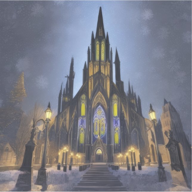 Gothic Night Cathedral Sticker (Front)