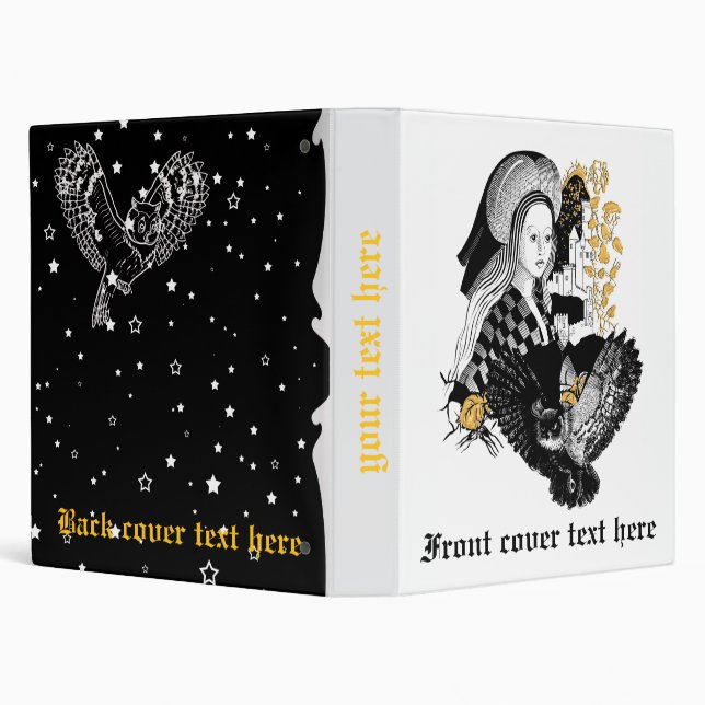 Gothic Night Owl and woman 3 Ring Binder (Background)