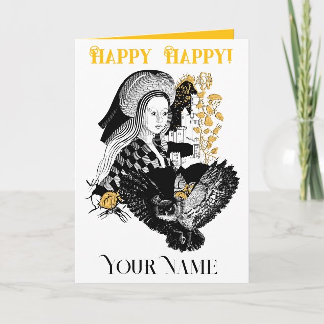 Gothic Night Owl and woman Card (Front)