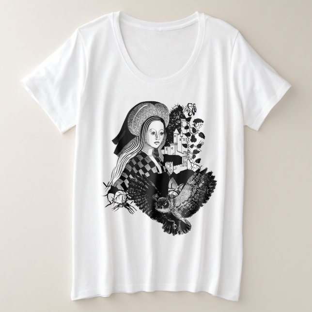 Gothic Night Owl and woman Plus Size T-Shirt (Design Front)
