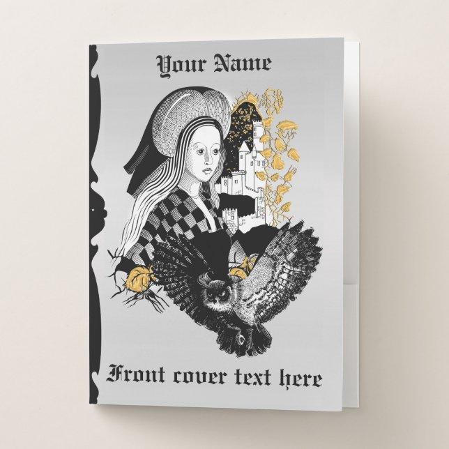 Gothic Night Owl and woman Pocket Folder (Front)