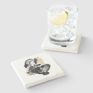 Gothic Night Owl and woman Stone Coaster