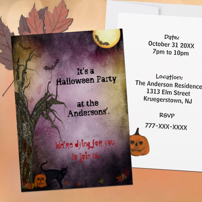 Gothic Night Sky Halloween Party Invitation (Creator Uploaded)