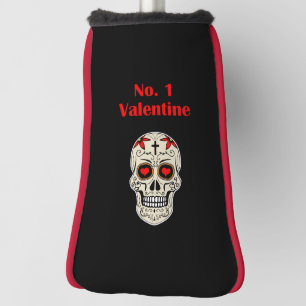 Gothic Number 1 Valentine Heart Sugar Skull Golf Head Cover