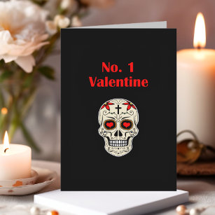 Gothic Number 1 Valentine Heart Sugar Skull Holiday Card