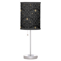 Gothic Nursery Black Rose Damask Table Lamp