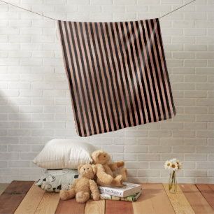 Gothic Nursery Black & Rose Gold Striped Baby Blanket