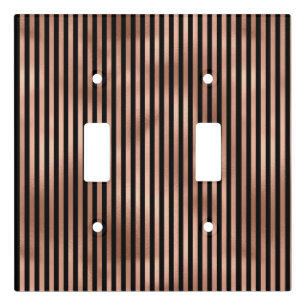 Gothic Nursery Black & Rose Gold Striped  Light Switch Cover