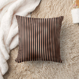 Gothic Nursery Black & Rose Gold Striped Throw Pillow