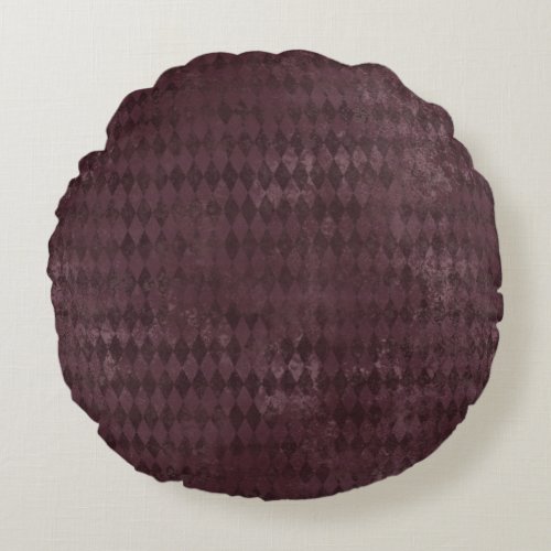 Gothic Nursery Distressed Purple Harlequin   Round Pillow