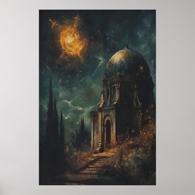 Gothic Observatory Space Printable Dark Fantasy Poster (Front)