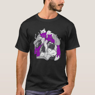 Gothic Occult Ace Cat Asexual Flag Lgbqa Asexualit T-Shirt