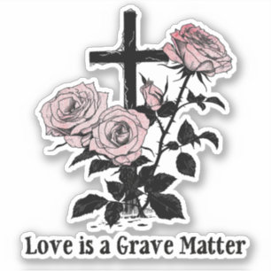 Gothic Occult Cemetery Roses and cross Sticker