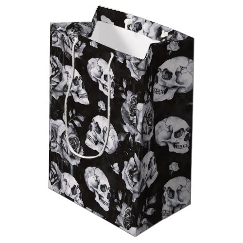 Gothic Occult Skull and Roses Medium Gift Bag