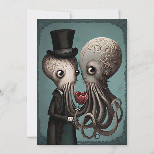 Gothic Octopus Couple Holiday Card