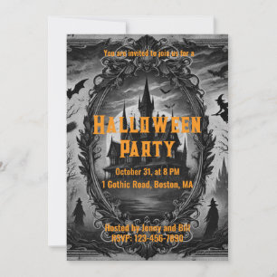 Gothic Old Vintage Haunted House Halloween Party Invitation