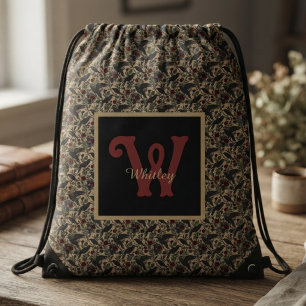 Gothic Onyx Baroque Raven Art Drawstring Bag