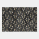 Gothic Opulent Black Halloween Wrapping Paper Sheets (Front)