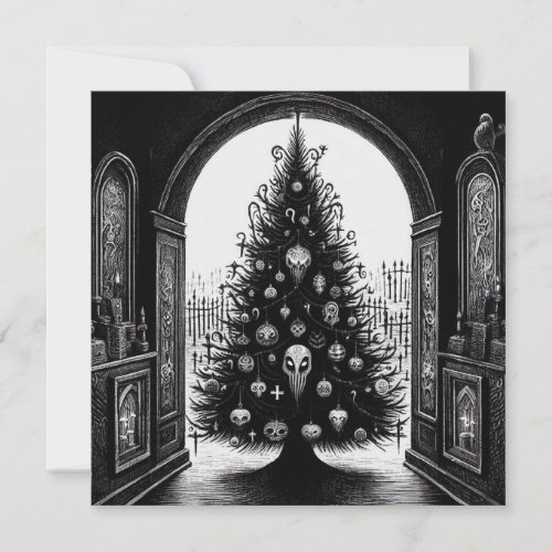 Gothic or Horror Spooky Christmas Tree Horror Holiday Card