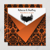 Gothic Orange and Black Damask Wedding Invitation (Front/Back)