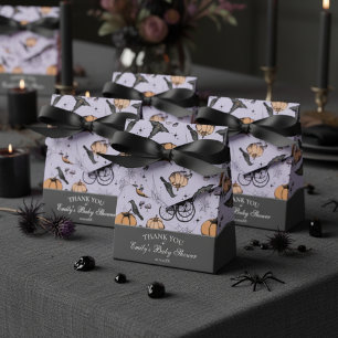 Gothic Orange Baby Carriage Baby Shower Thank You Favor Boxes