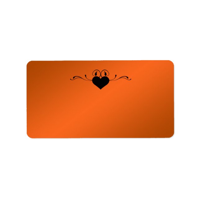 Gothic Orange, Black Heart Address Label - Blank (Front)