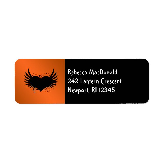 Gothic Orange, Black Return Address Label (Front)
