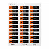 Gothic Orange, Black Return Address Label (Full Sheet)
