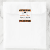 Gothic Orange, Black Scroll Heart Wedding Sticker (Bag)