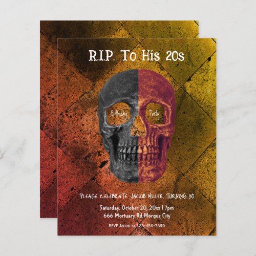 Gothic Orange Black Skull RIP To His 20s Budget