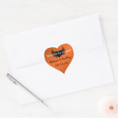 Gothic Orange, Black Winged Heart Wedding Sticker (Envelope)