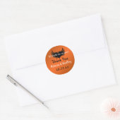 Gothic Orange, Black Winged Heart Wedding Sticker (Envelope)