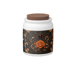 Gothic Orange Rose Candy Jar Halloween