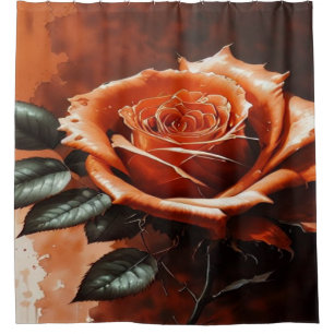 Gothic Orange Rose Shower Curtain