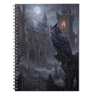 Gothic Owl Dark Night Art Print Notebook