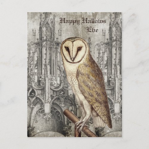 GOTHIC OWL HAPPY HALLOWS EVE POSTCARD